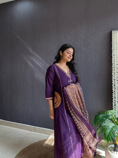 Pure cotton ajrakh A line suit set