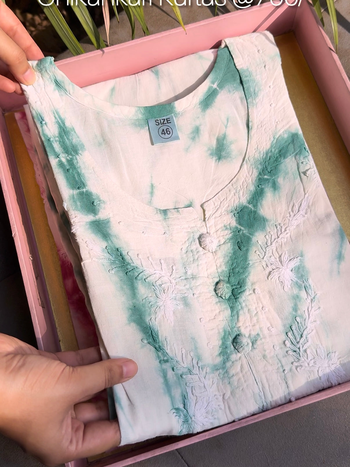 Tie dye Mulmul cotton chikankari kurta