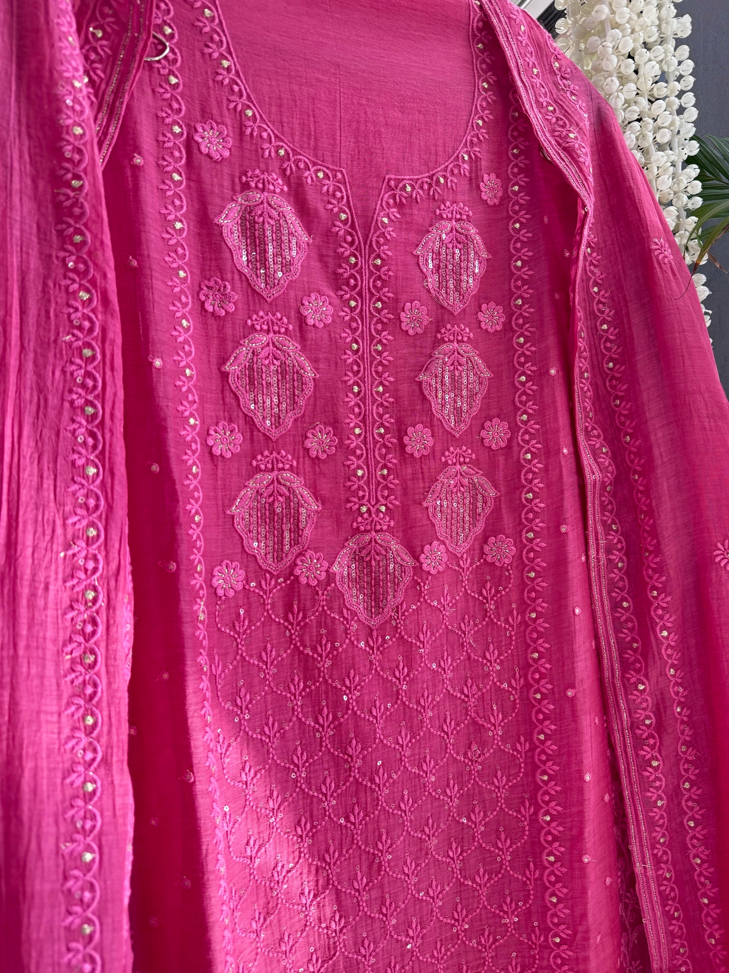 Luxurious Mul chanderi lucknowi handwork suit