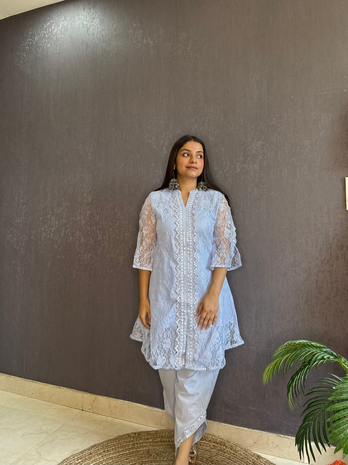 Pure cotton lace work coord
