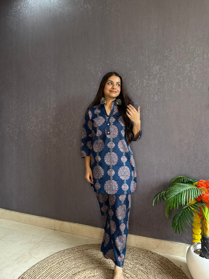 Pure cotton Ajrakh Coord set