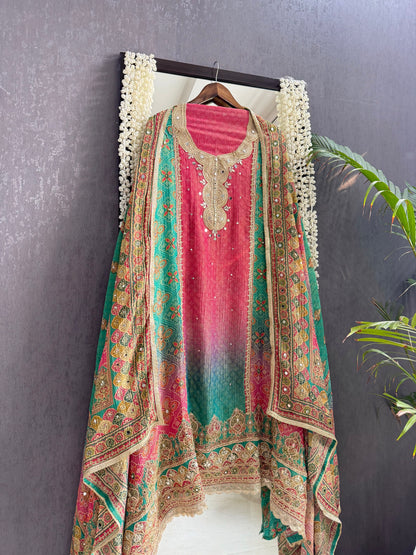 Crush tissue Bandhani ombré suit
