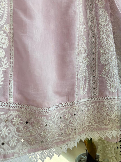 Luxurious Mul chanderi lucknowi handwork suit