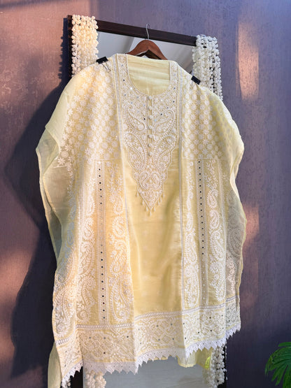 Luxurious Mul chanderi lucknowi handwork suit