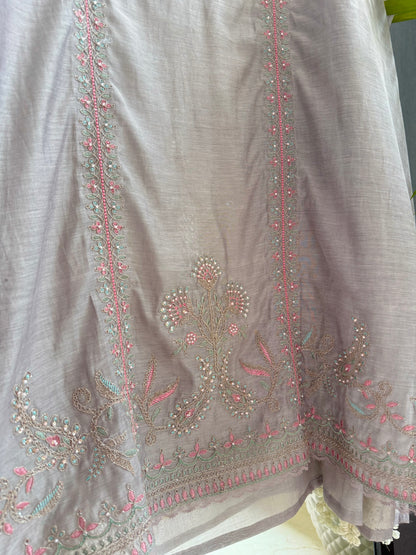 Luxurious Mul chanderi antique dori sitara suit