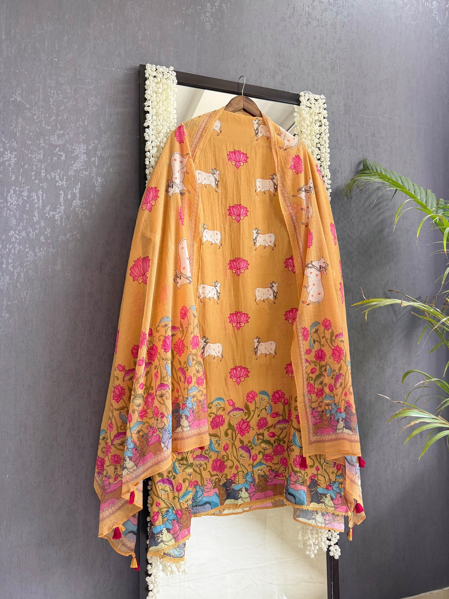 Mulmul cotton pichwai suit