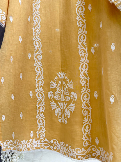 Luxurious Mul chanderi appliqué work suit