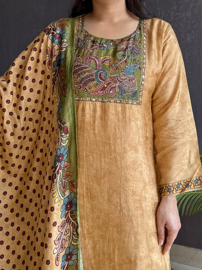 Tussar kalamkari suit set