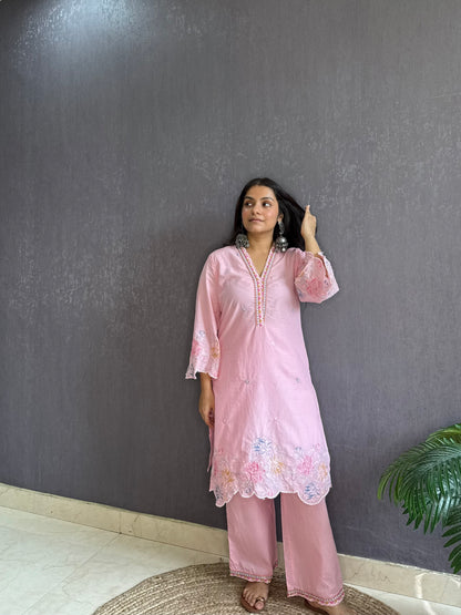 Premium cotton cutwork Coord set