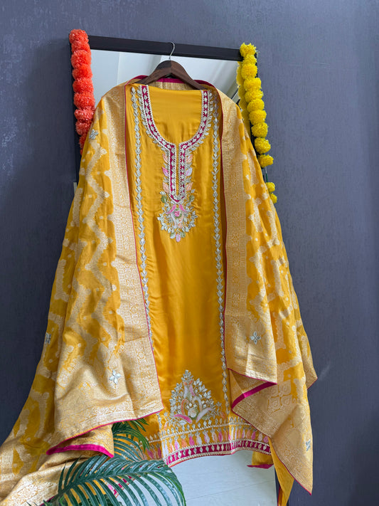 Luxurious Gotapatti satin silk suit