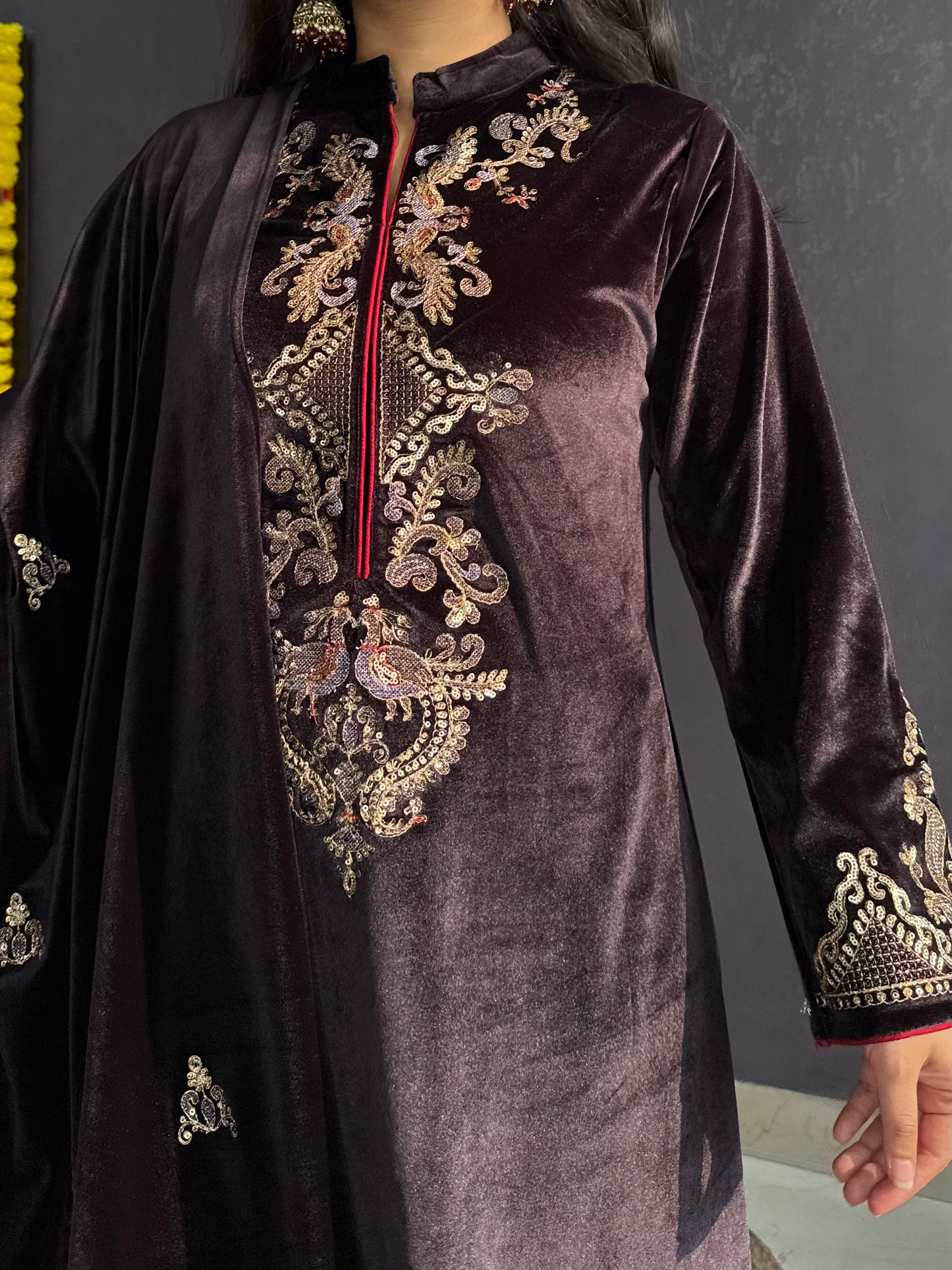 Velvet Handwork Shawl set