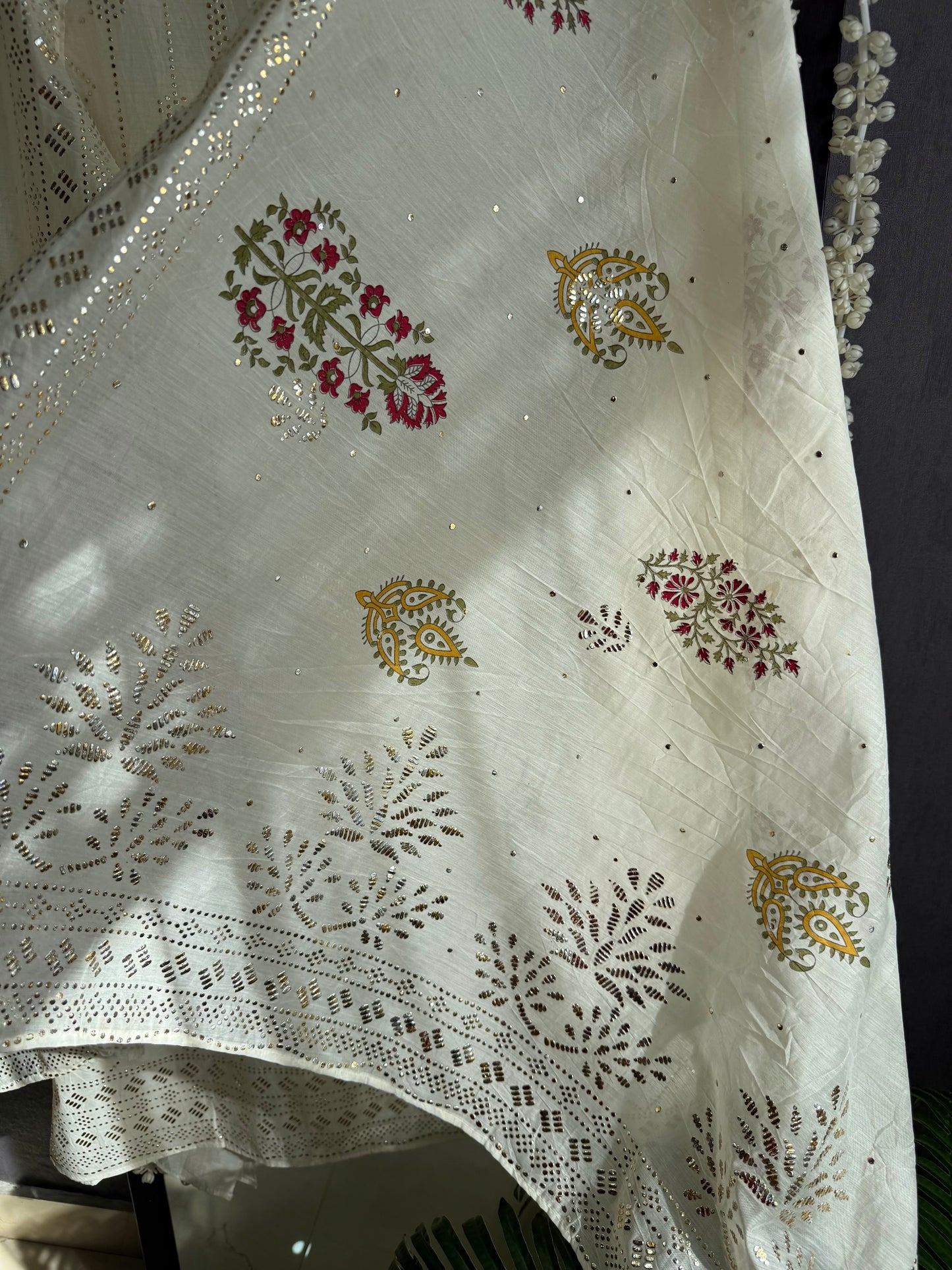 Chanderi mukaish suit