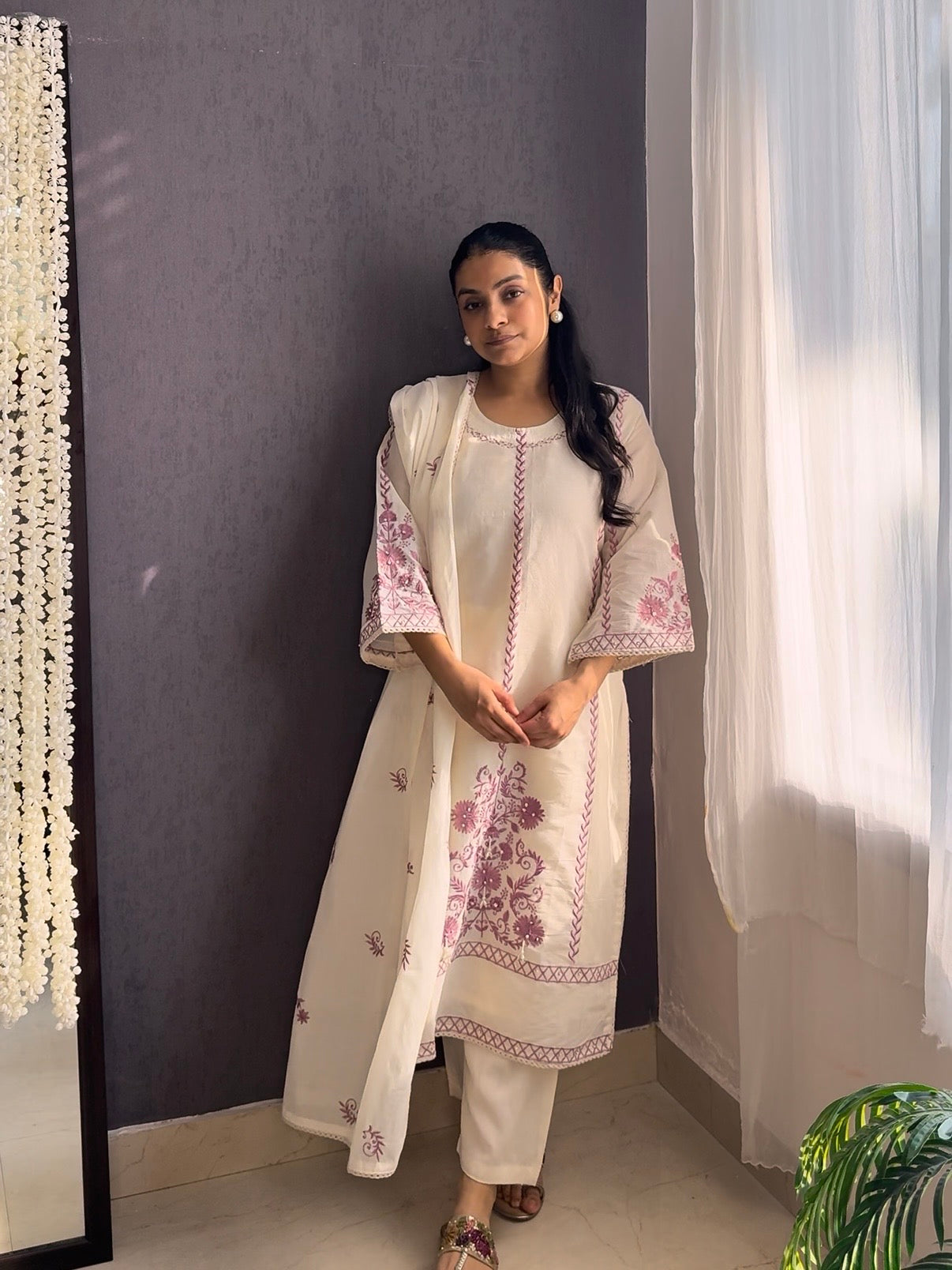 Mul cotton designer pearl suit