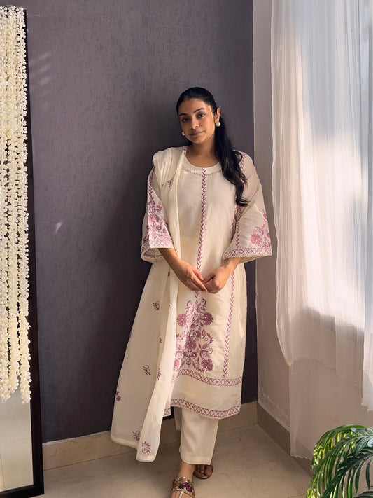 Mul cotton designer pearl suit