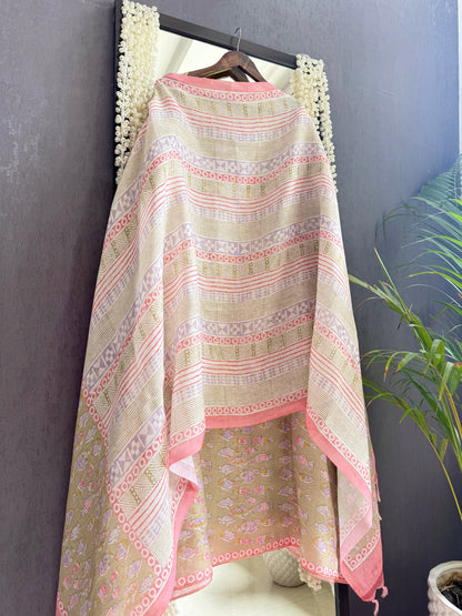 Linen fishes kantha work suit