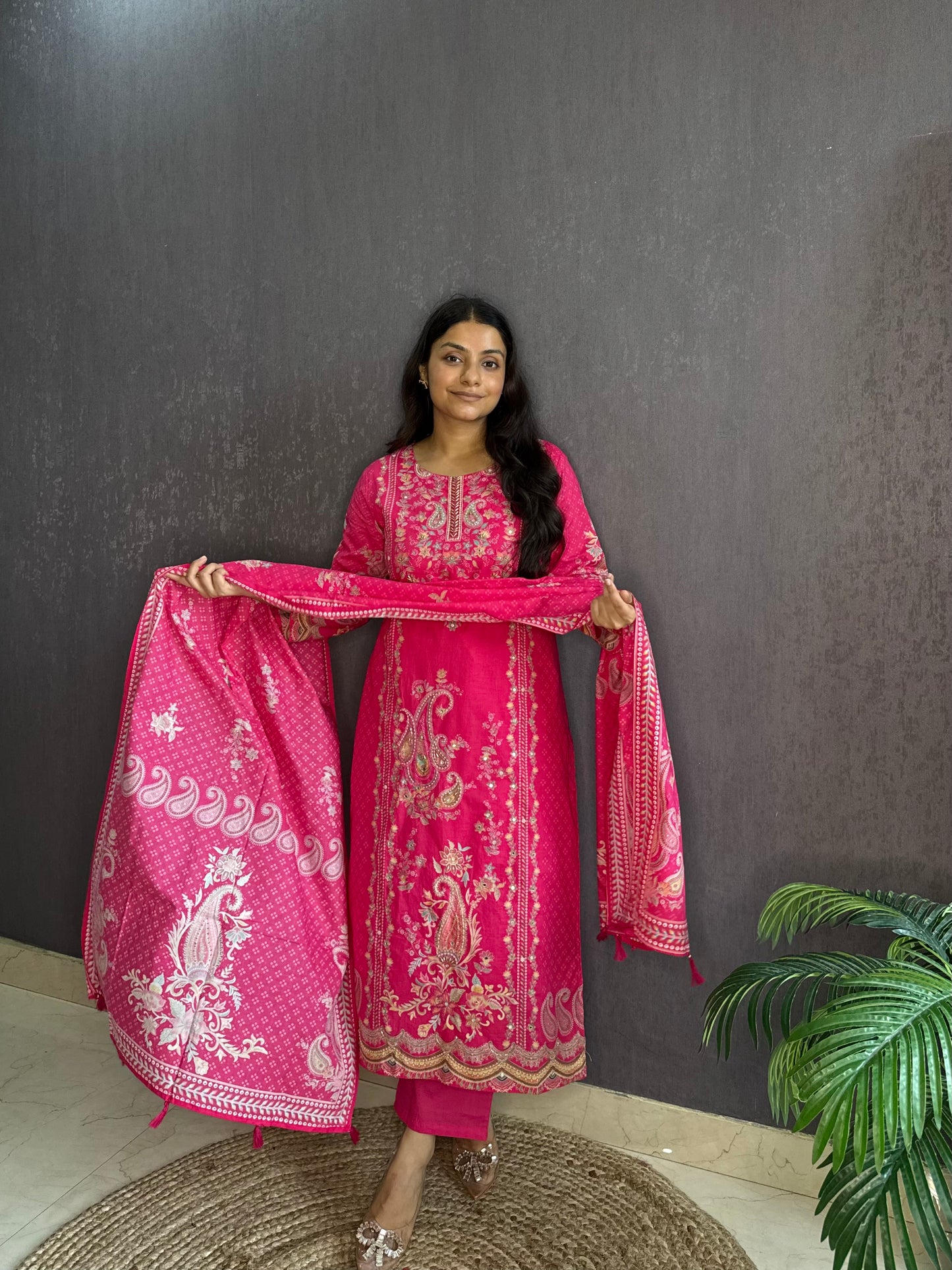 Pure cotton printed handwork kurta set