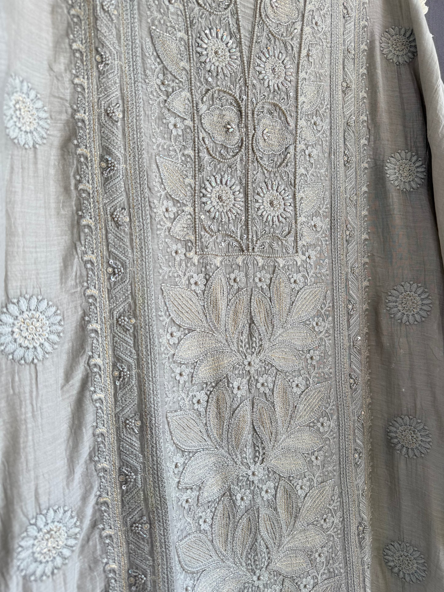Luxurious Mul chanderi lucknowi handwork suit