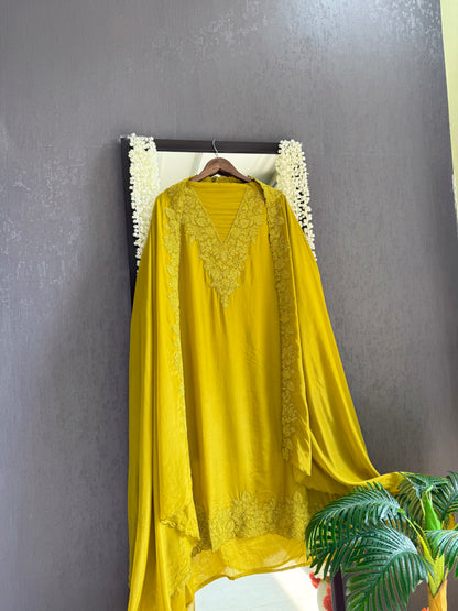 Luxurious aari work organza suit
