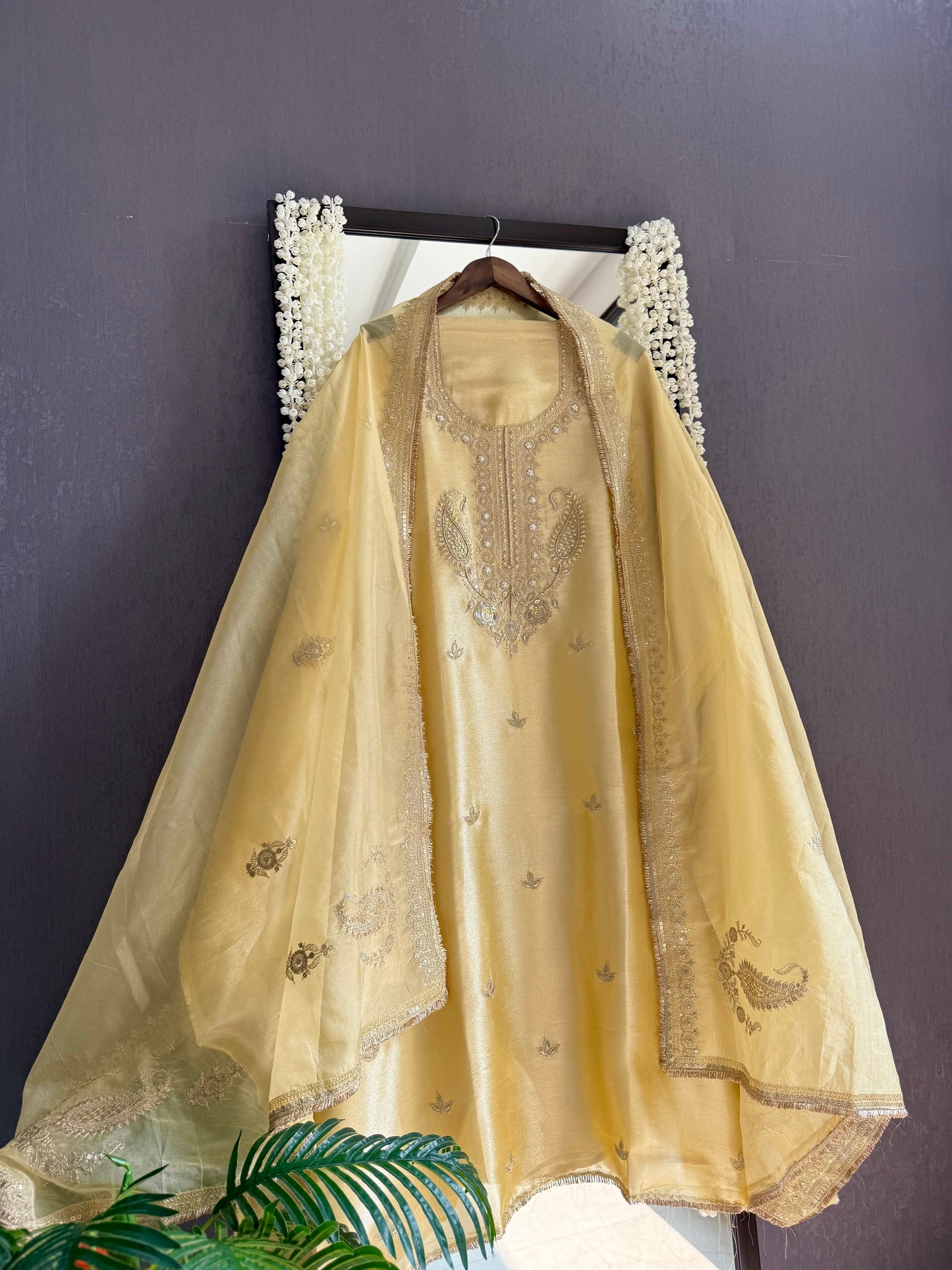 Luxurious Tissue silk aari work suit