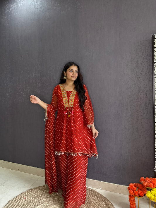Handwork Bandhani Sharara suit