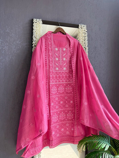 Luxurious Mul chanderi lucknowi handwork suit