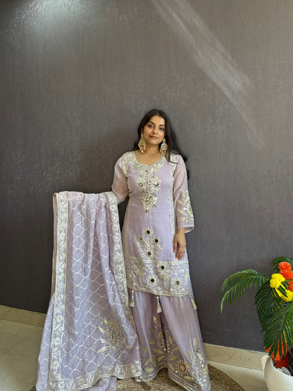 Luxurious mul cotton gotapatti sharara set