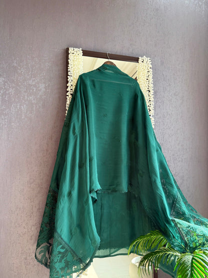 Luxurious organza appliqué work birds suit