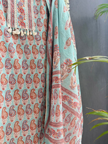 Mulmul cotton paisley florals suit