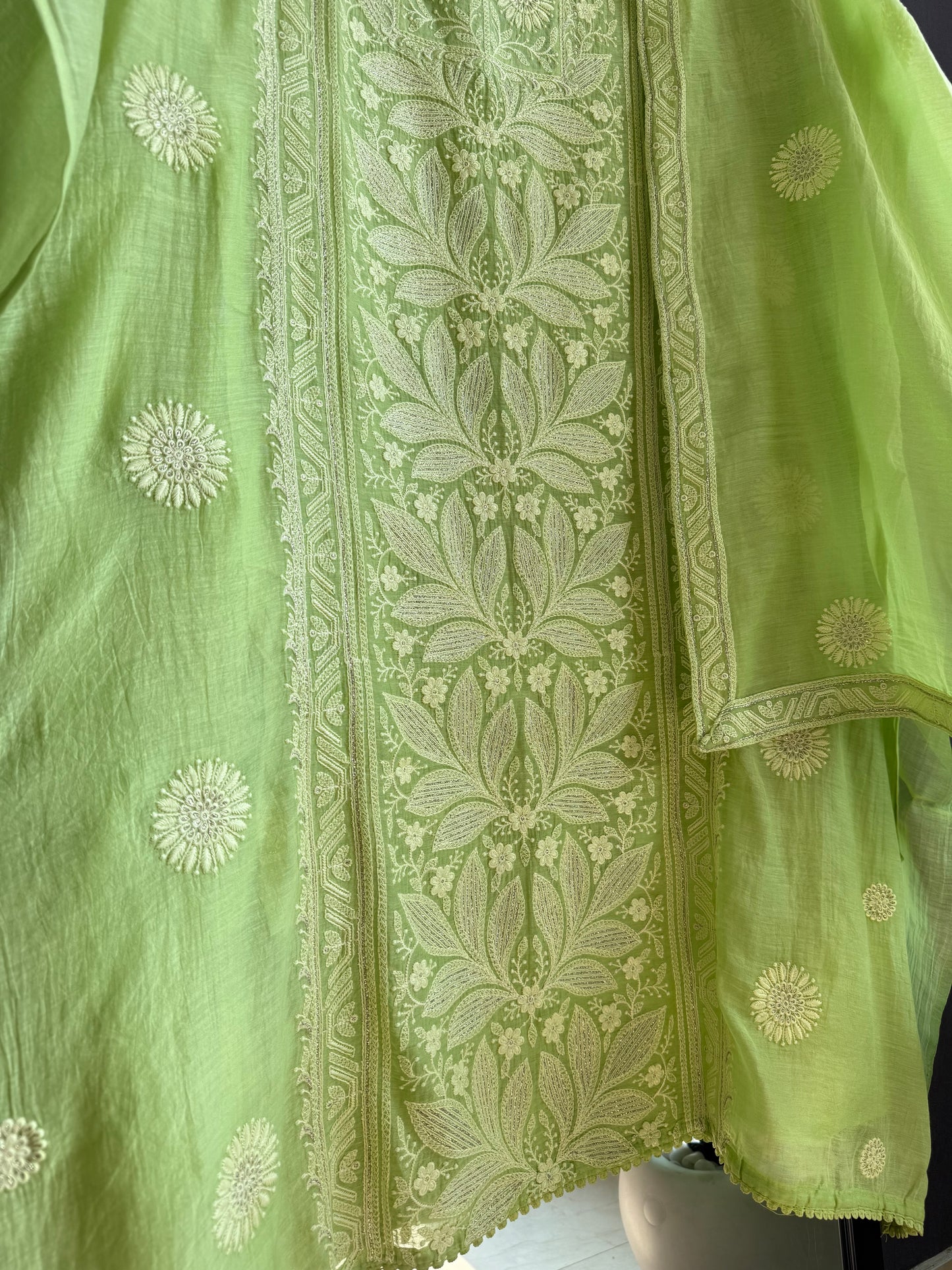Luxurious Mul chanderi lucknowi handwork suit