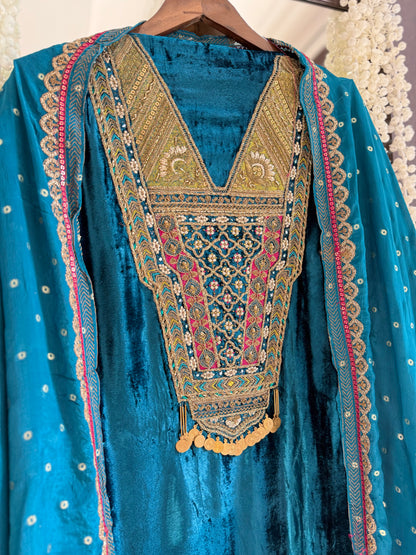 Velvet hand work suit