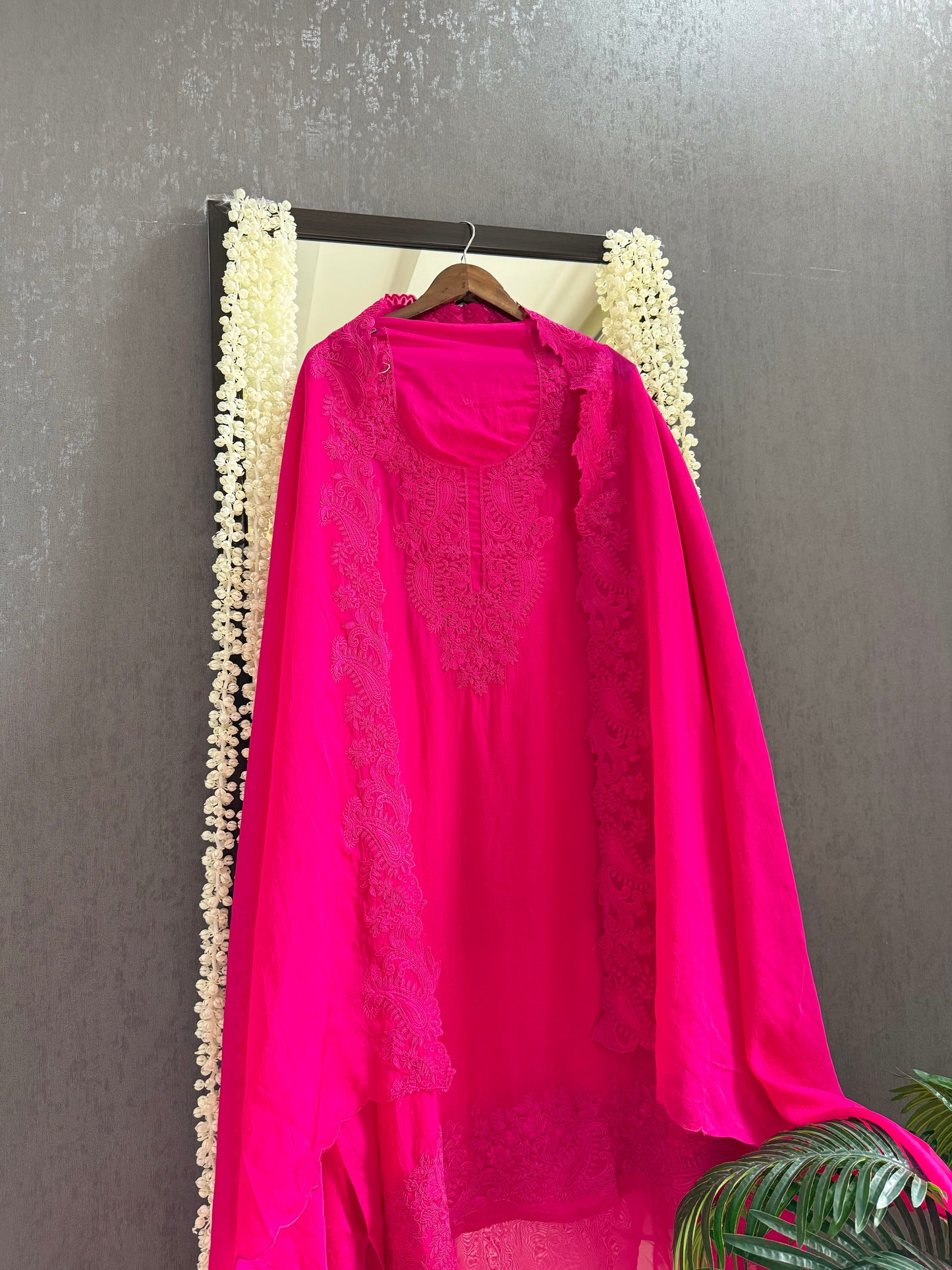 Luxurious aari work organza suit