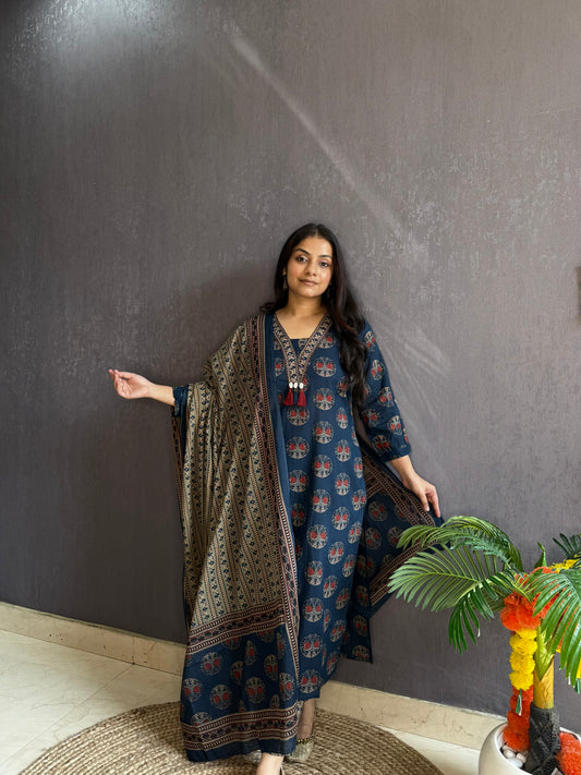 Pure cotton ajrakh print suit set