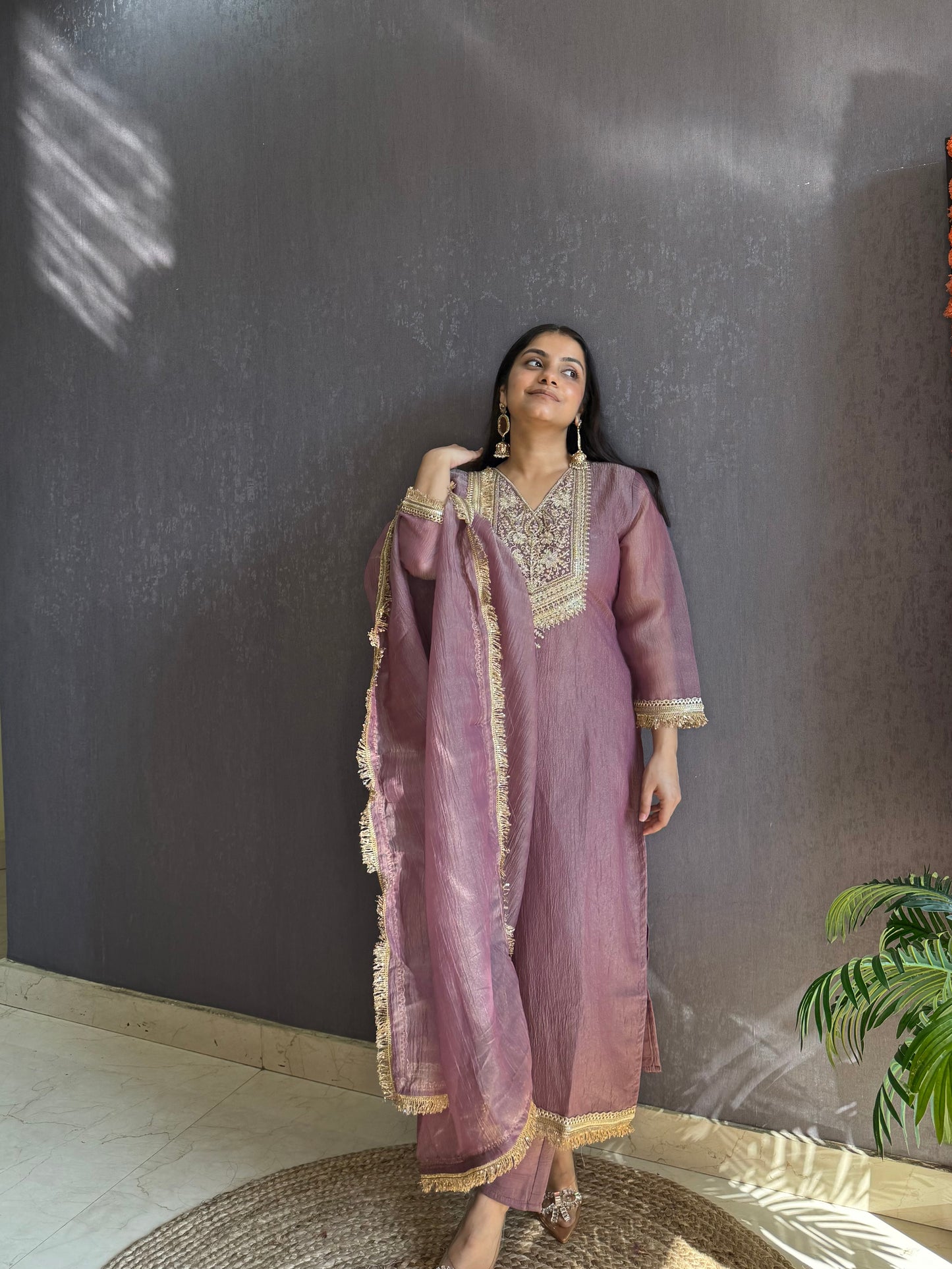 Tissue silk Handwork suit set