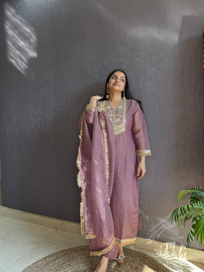Tissue silk Handwork suit set