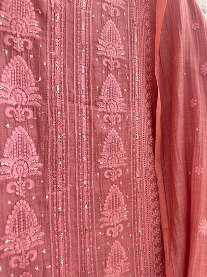 Luxurious Mul chanderi lucknowi handwork suit