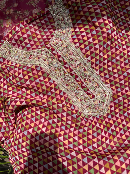 Aari work pearlwork organza suits