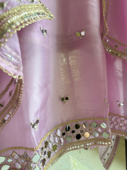 Premium Mirror work organza suit