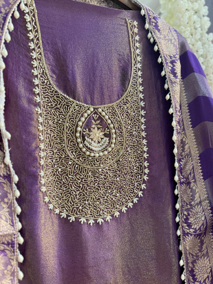 Tissue silk benarsi handwork suit