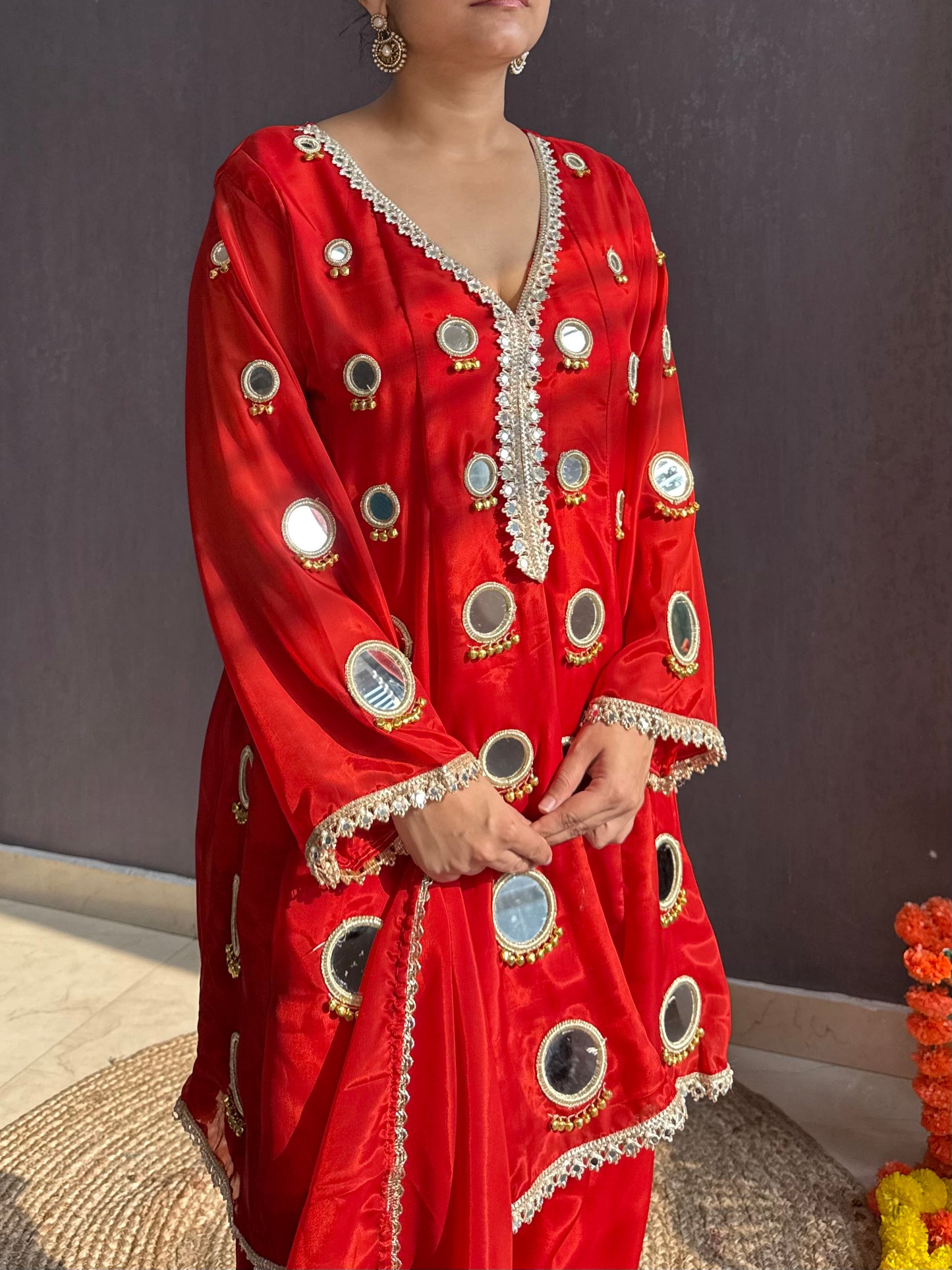 Luxurious mirrorwork farshi salwar set