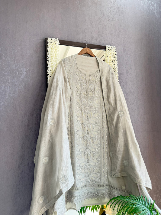 Luxurious Mul chanderi lucknowi handwork suit