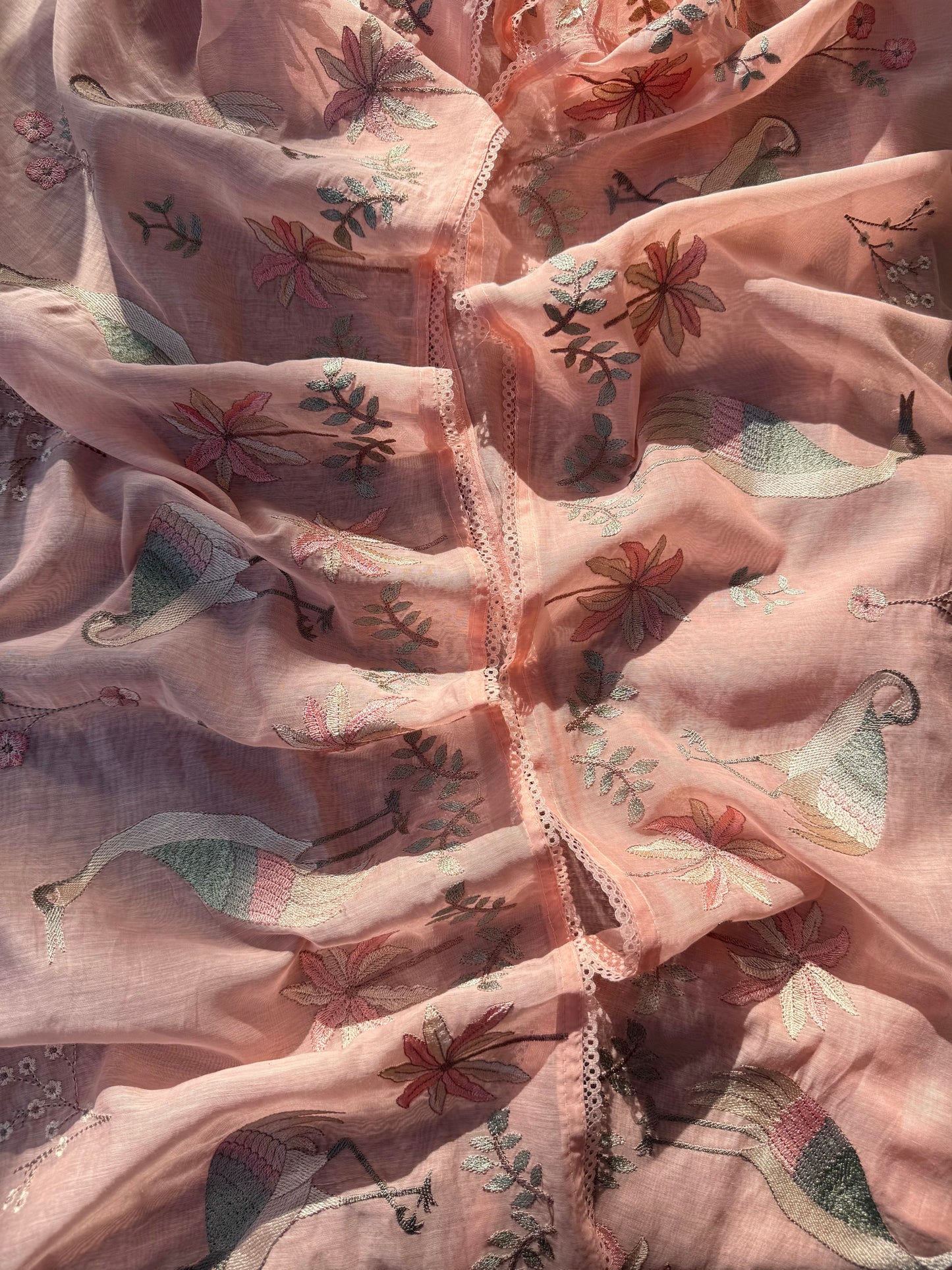 Luxurious Mul chanderi flamingos suit