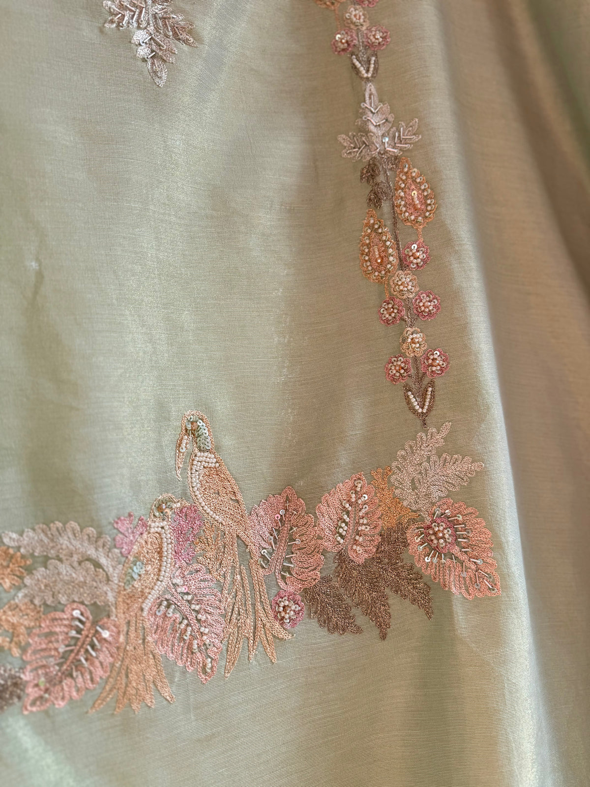 Premium tissue linen silk hand embroidered suit