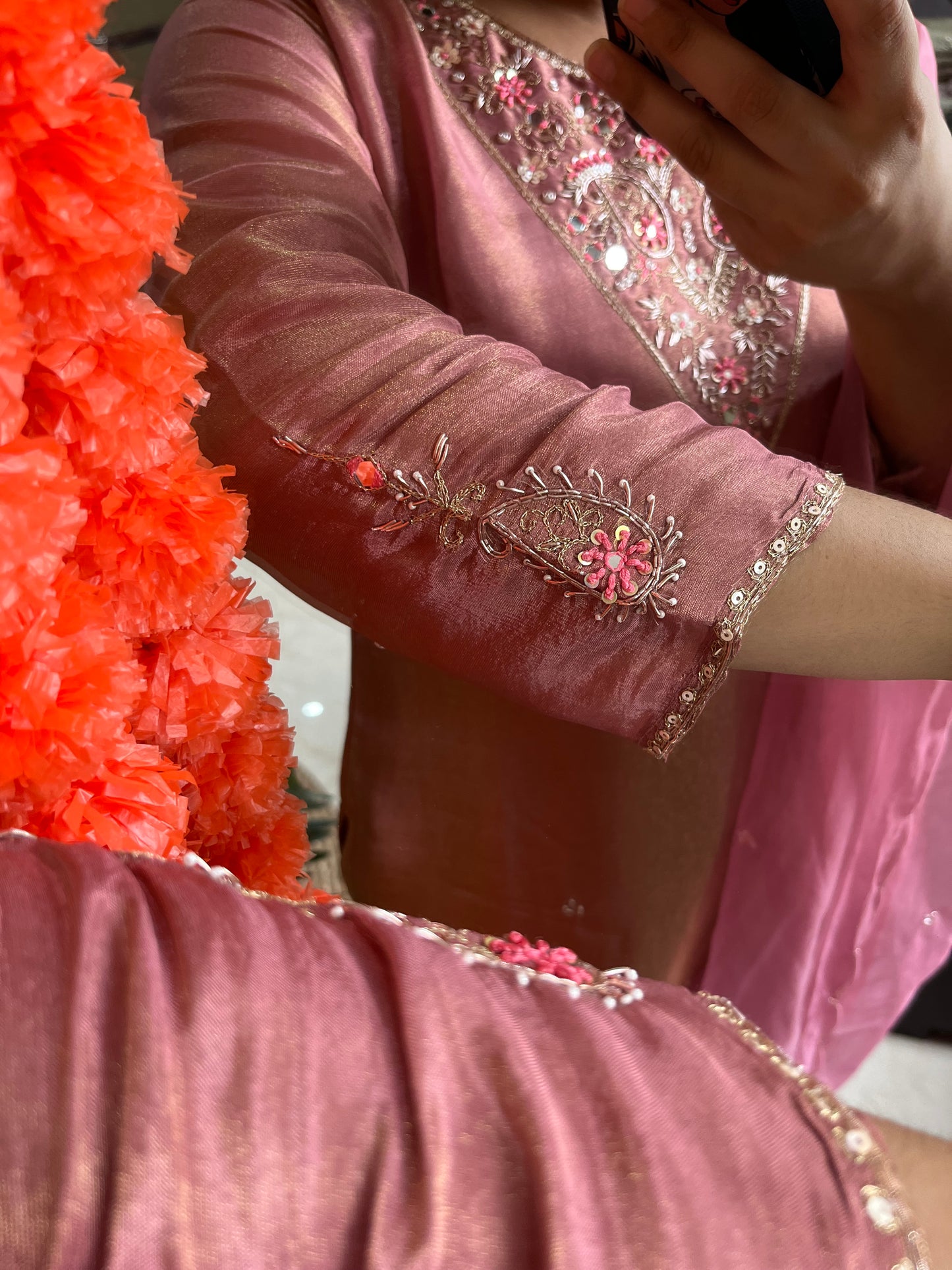 Tissue silk Handwork suit set