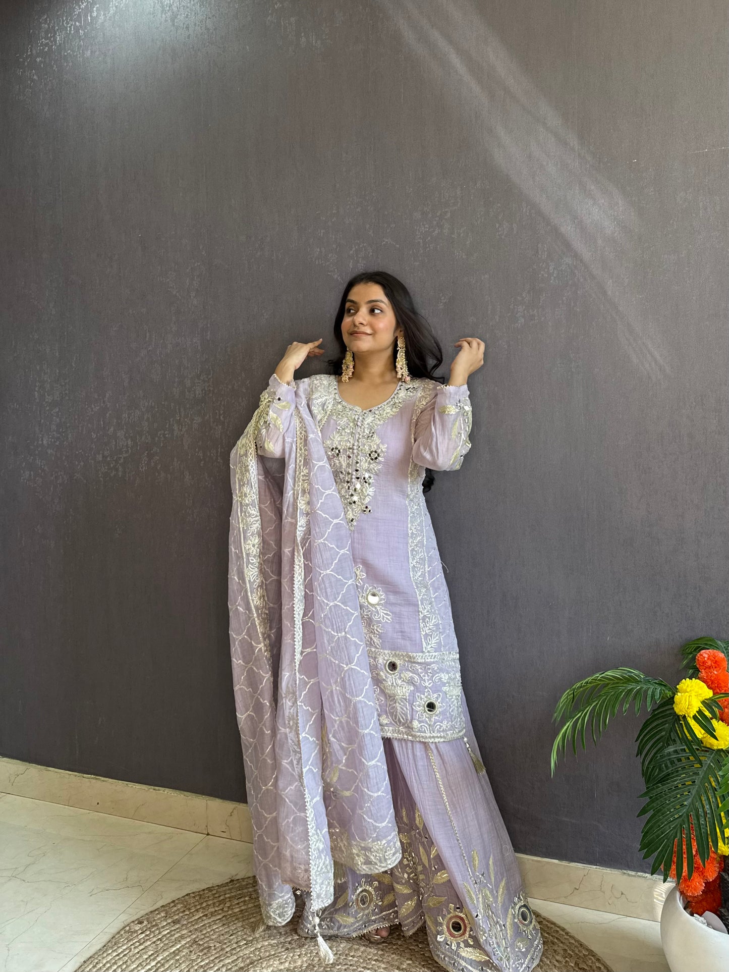 Luxurious mul cotton gotapatti sharara set