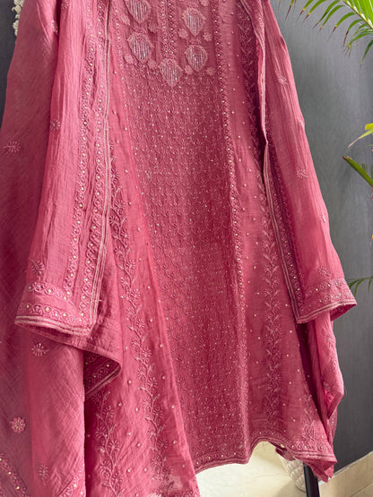 Luxurious Mul chanderi lucknowi handwork suit
