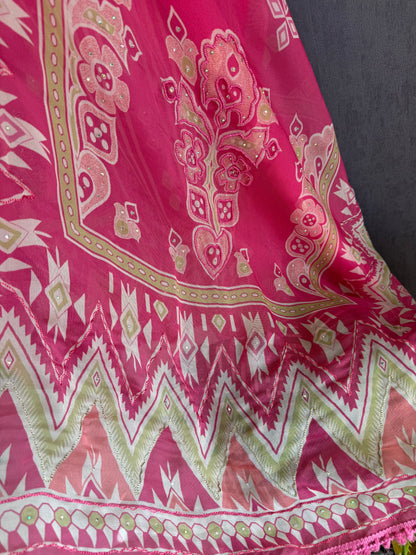 Premium Burberry silk ikkat handwork suit