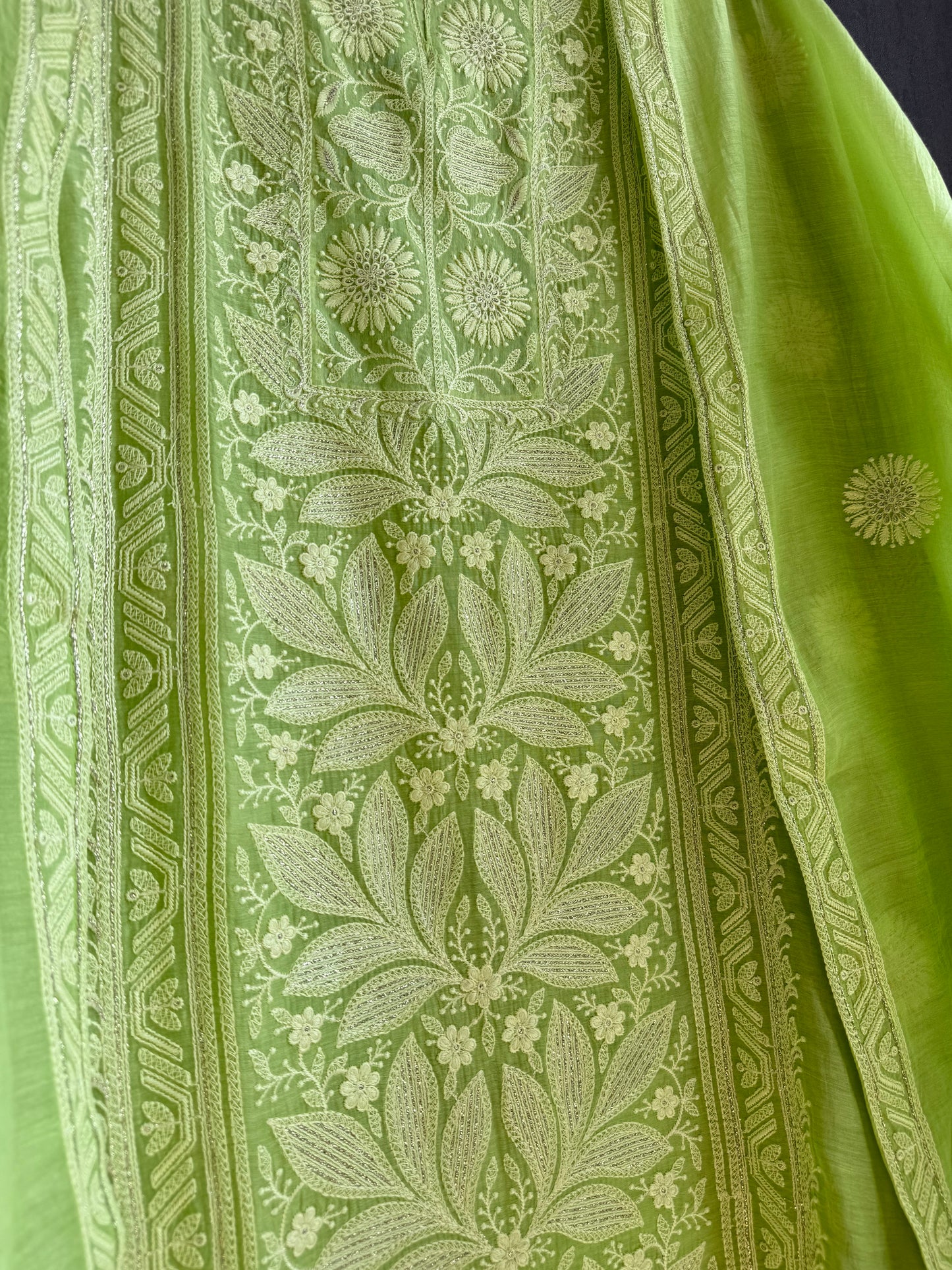 Luxurious Mul chanderi lucknowi handwork suit