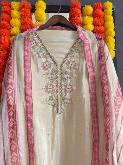 Tissue silk handwork suit