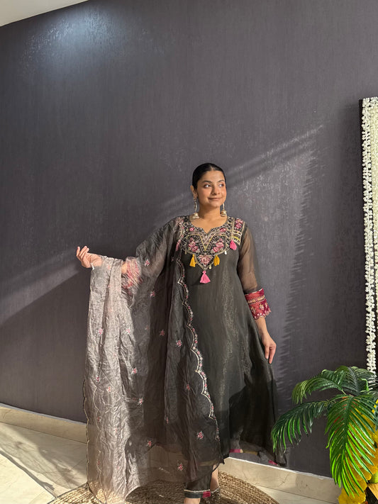 Tissue silk Handwork suit set