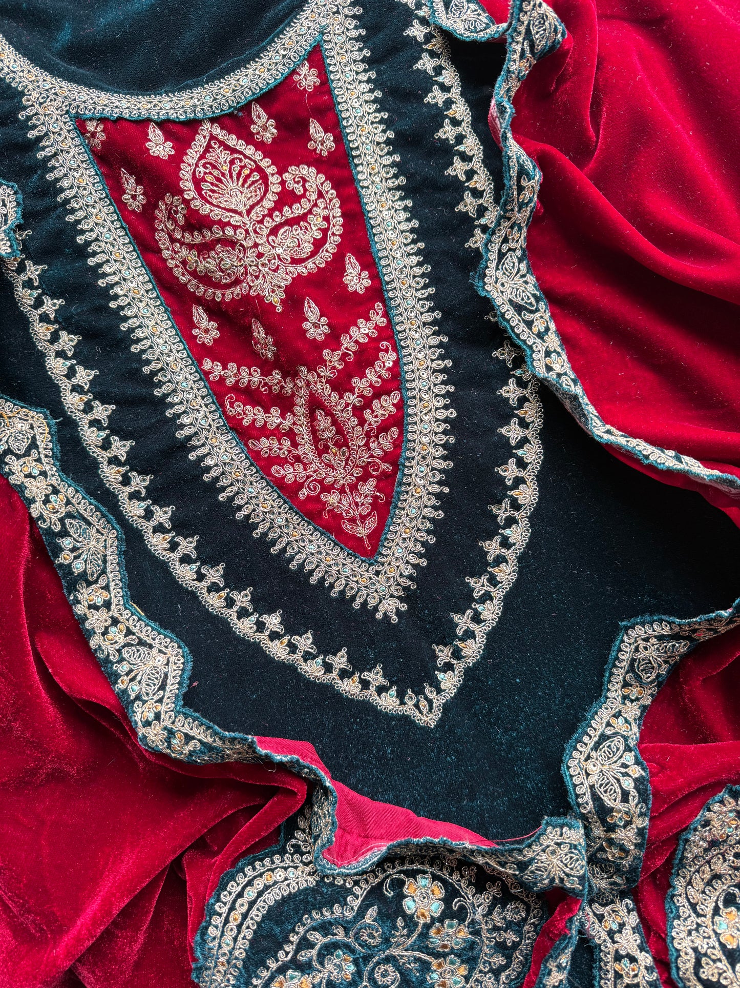 Velvet  marori aari work suit